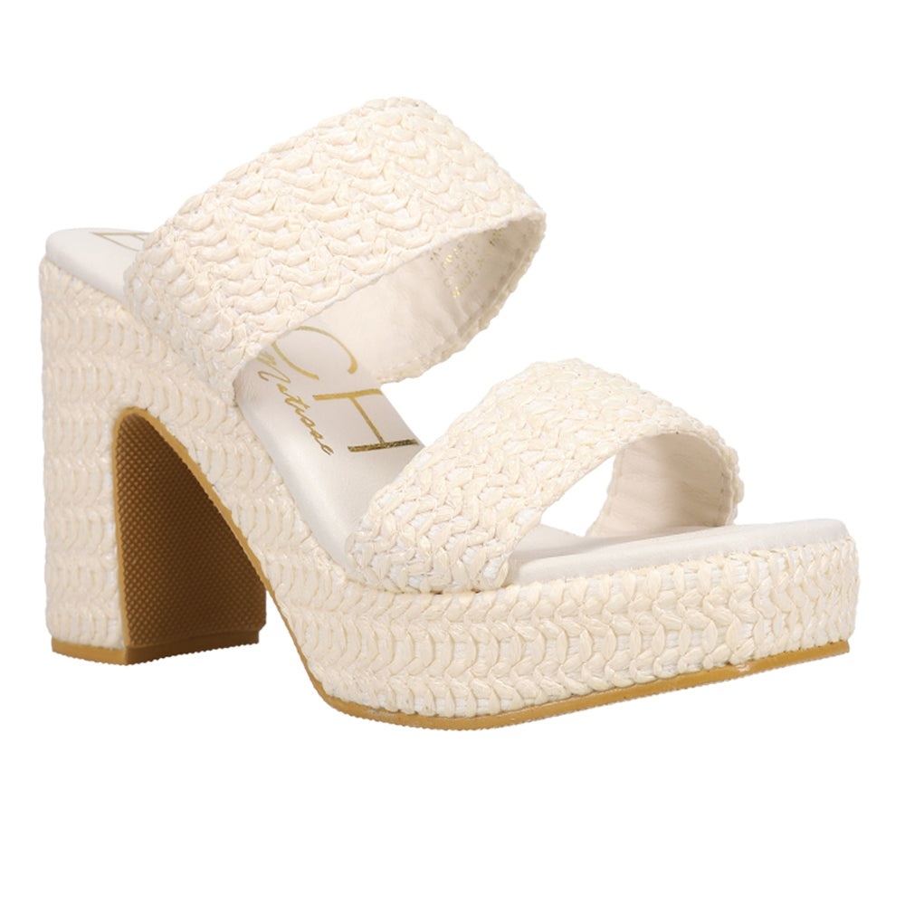 Coconuts by Matisse Off-White Gem Platform Block Heel Sandals - Picture 2 of 4